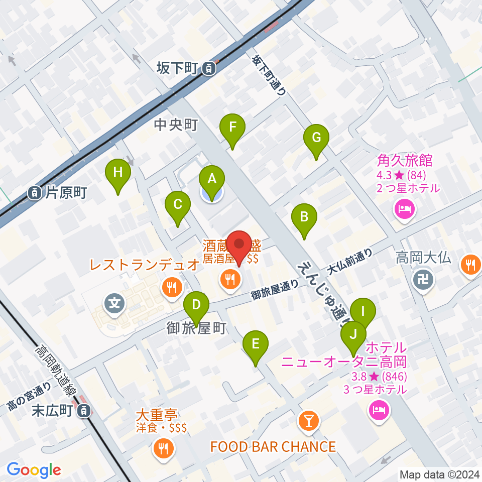 高岡クローバーホール周辺の駐車場・コインパーキング一覧地図