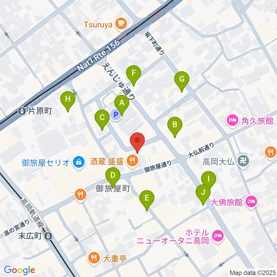高岡クローバーホール周辺の駐車場・コインパーキング一覧地図