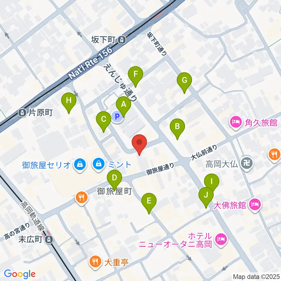 高岡クローバーホール周辺の駐車場・コインパーキング一覧地図