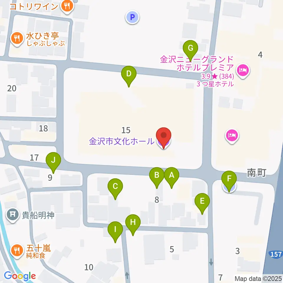 金沢市文化ホール周辺の駐車場・コインパーキング一覧地図
