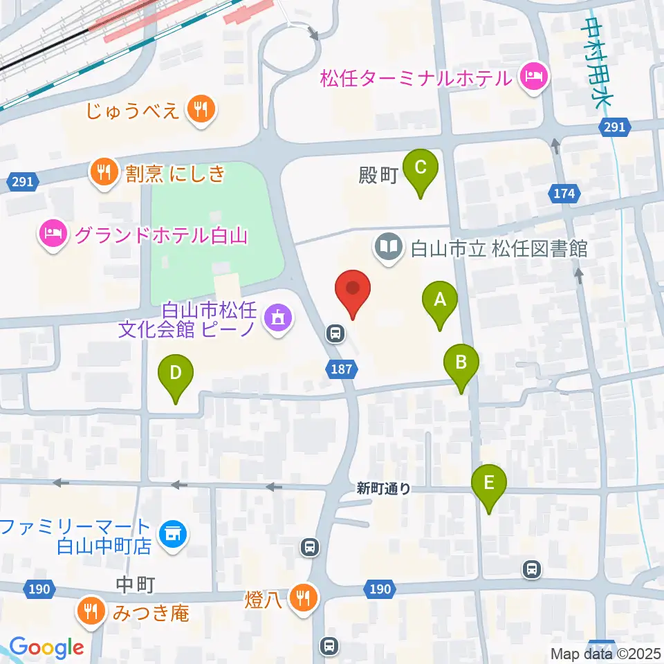 白山市松任学習センタープララ周辺の駐車場・コインパーキング一覧地図