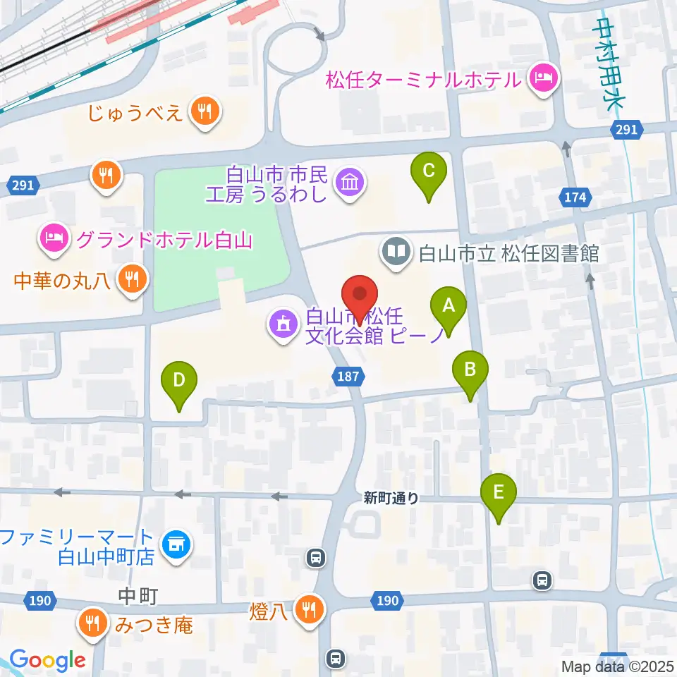 白山市松任学習センタープララ周辺の駐車場・コインパーキング一覧地図