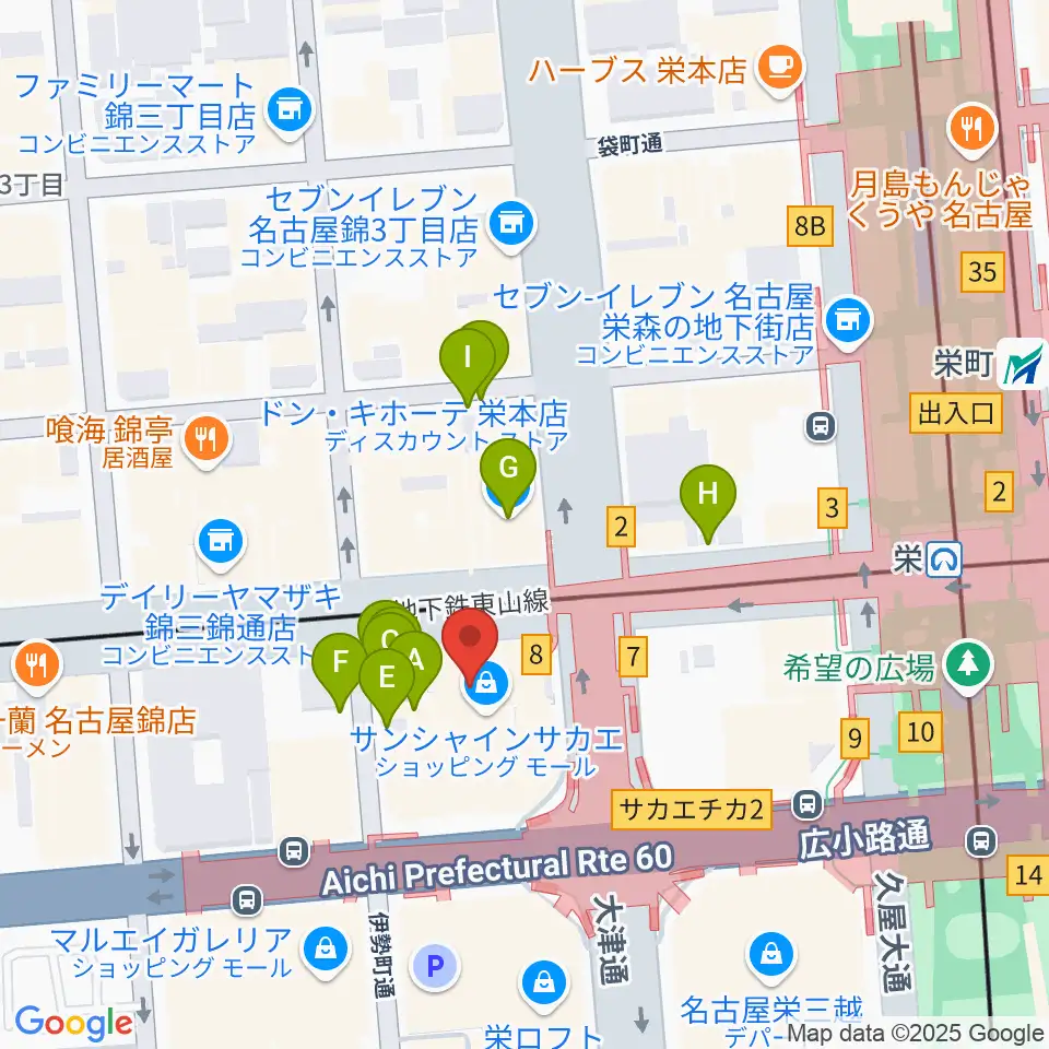 SKE48劇場周辺の駐車場・コインパーキング一覧地図