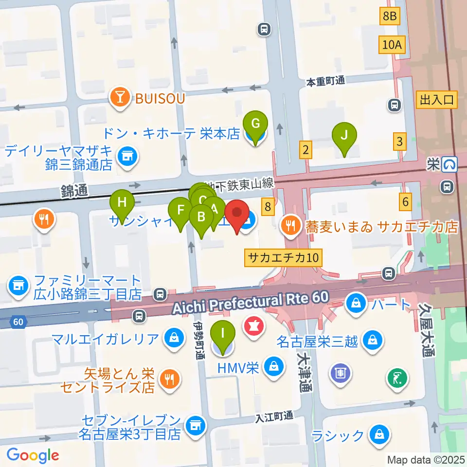 SKE48劇場周辺の駐車場・コインパーキング一覧地図