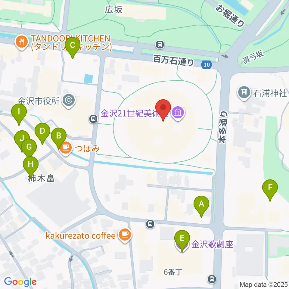 金沢21世紀美術館周辺の駐車場・コインパーキング一覧地図