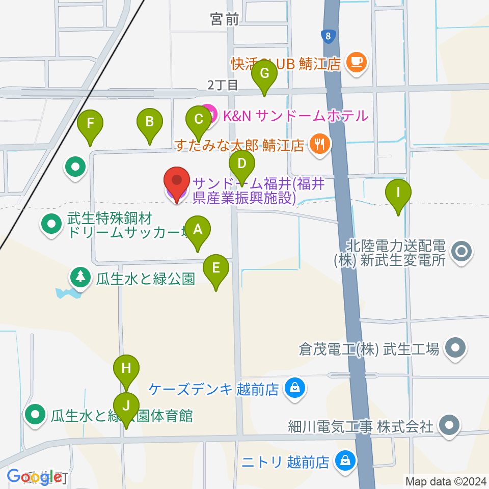 サンドーム福井周辺の駐車場・コインパーキング一覧地図