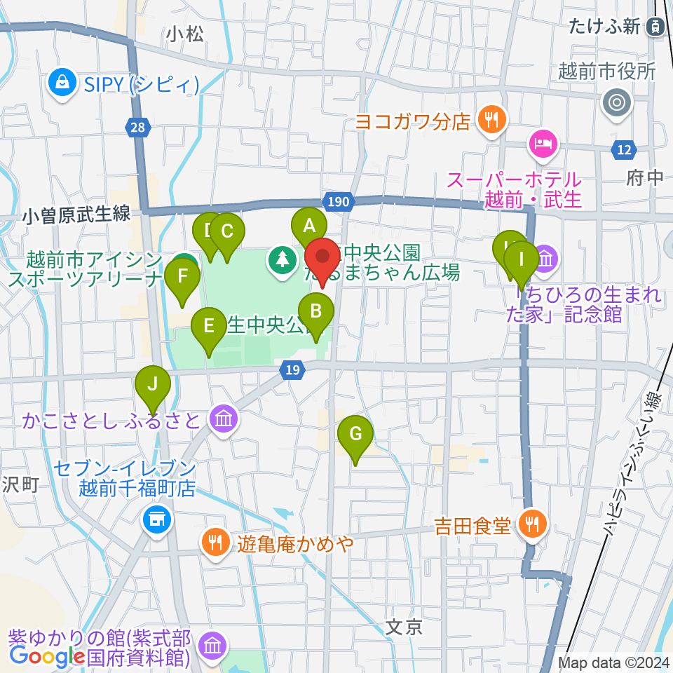 越前市文化センター周辺の駐車場・コインパーキング一覧地図