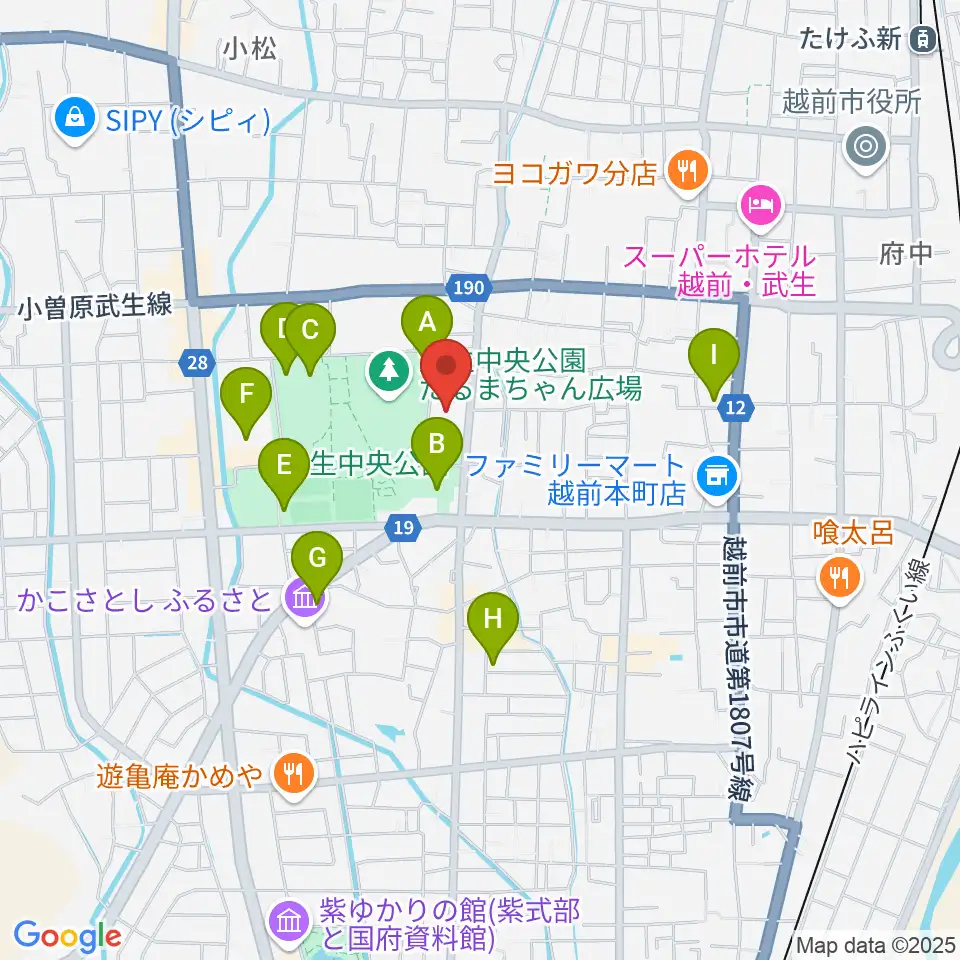 越前市文化センター周辺の駐車場・コインパーキング一覧地図