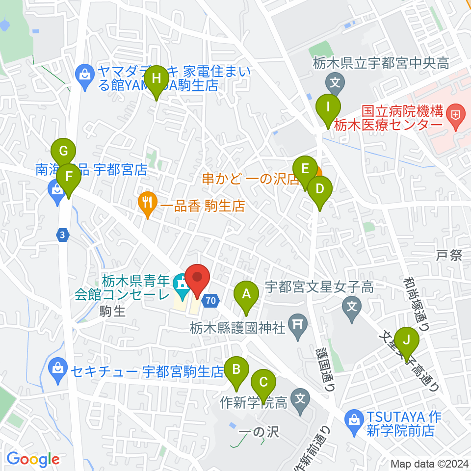 栃木県教育会館周辺の駐車場・コインパーキング一覧地図