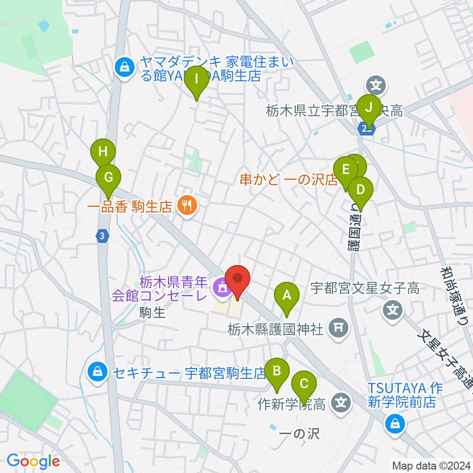 栃木県教育会館周辺の駐車場・コインパーキング一覧地図