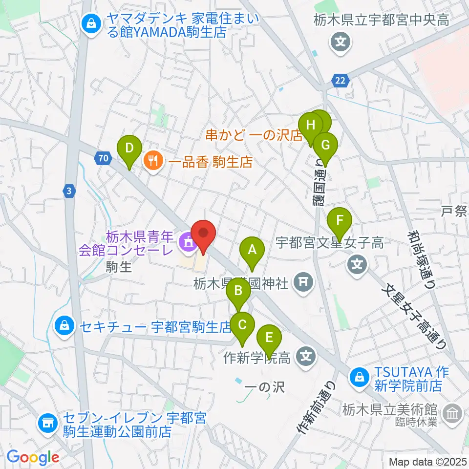 栃木県教育会館周辺の駐車場・コインパーキング一覧地図