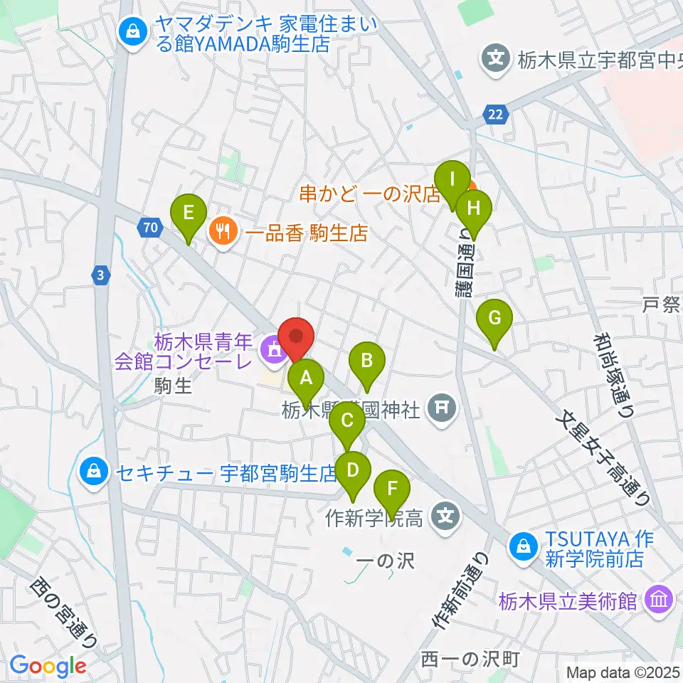 栃木県教育会館周辺の駐車場・コインパーキング一覧地図