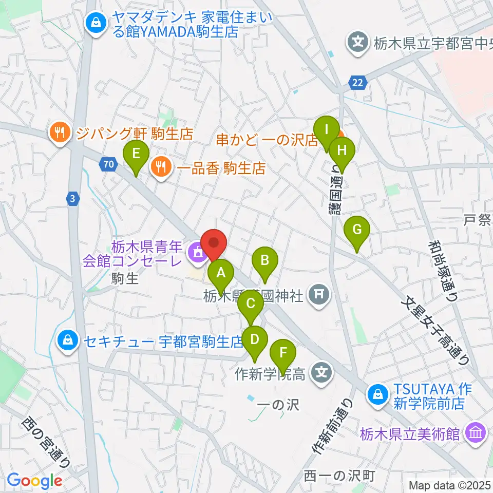 栃木県教育会館周辺の駐車場・コインパーキング一覧地図