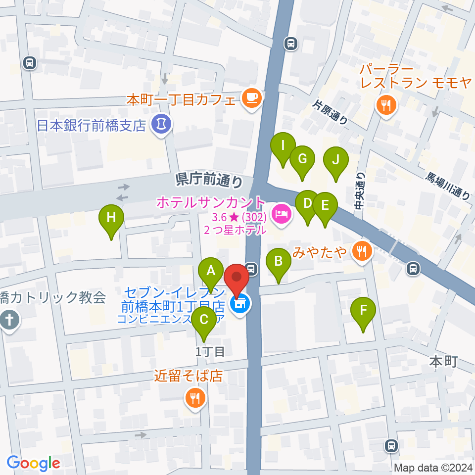 前橋DYVER周辺の駐車場・コインパーキング一覧地図