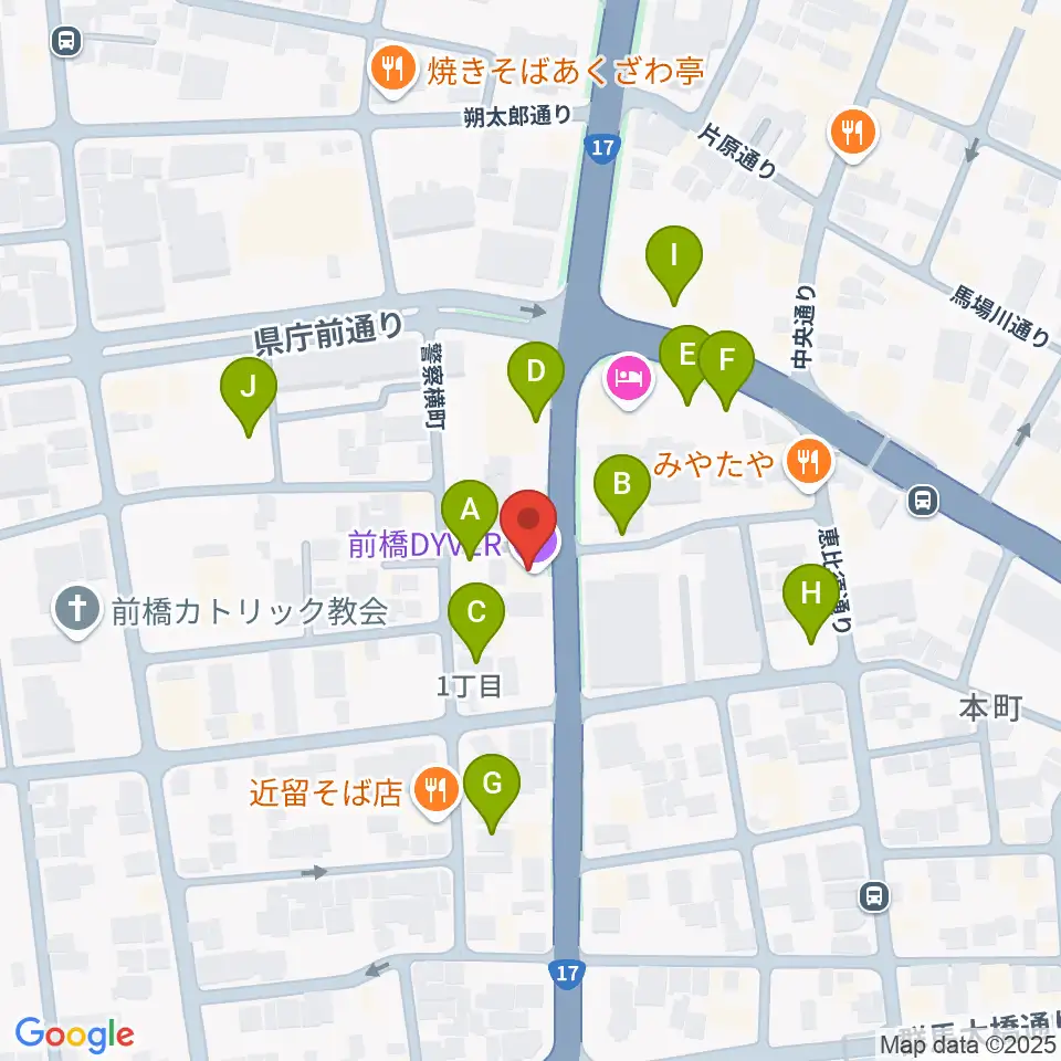 前橋DYVER周辺の駐車場・コインパーキング一覧地図