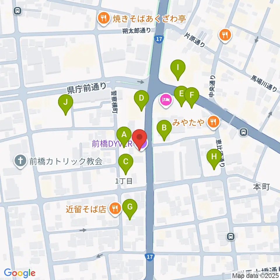 前橋DYVER周辺の駐車場・コインパーキング一覧地図