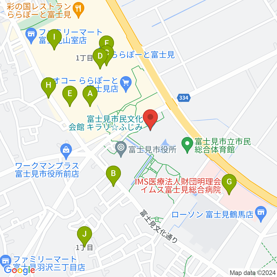 富士見市民文化会館キラリふじみ周辺の駐車場・コインパーキング一覧地図