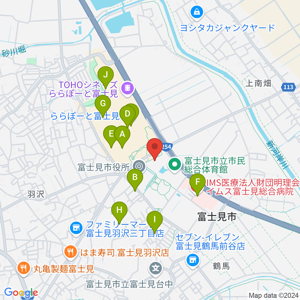 富士見市民文化会館キラリふじみ周辺の駐車場・コインパーキング一覧地図