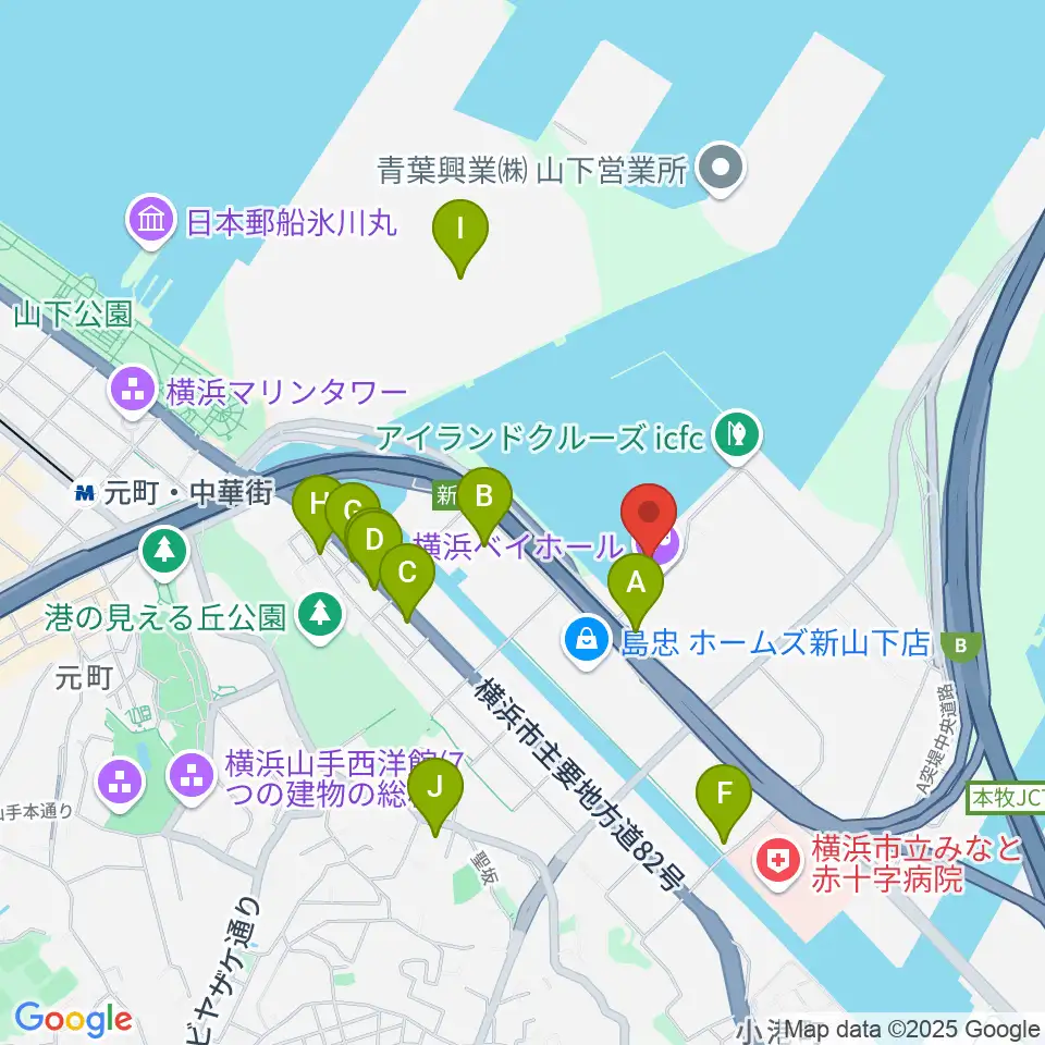 横浜ベイホール周辺の駐車場・コインパーキング一覧地図
