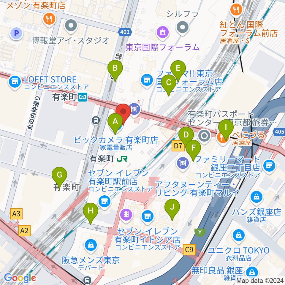 有楽町よみうりホール周辺の駐車場・コインパーキング一覧地図