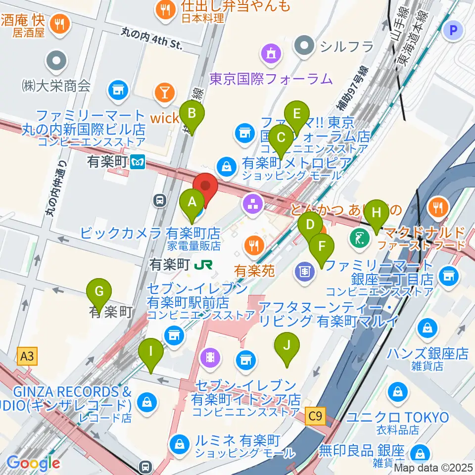 有楽町よみうりホール周辺の駐車場・コインパーキング一覧地図