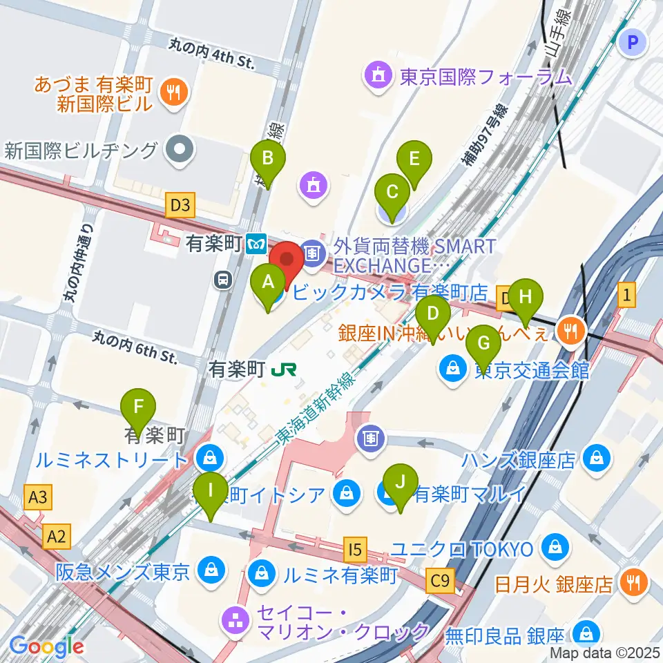 有楽町よみうりホール周辺の駐車場・コインパーキング一覧地図