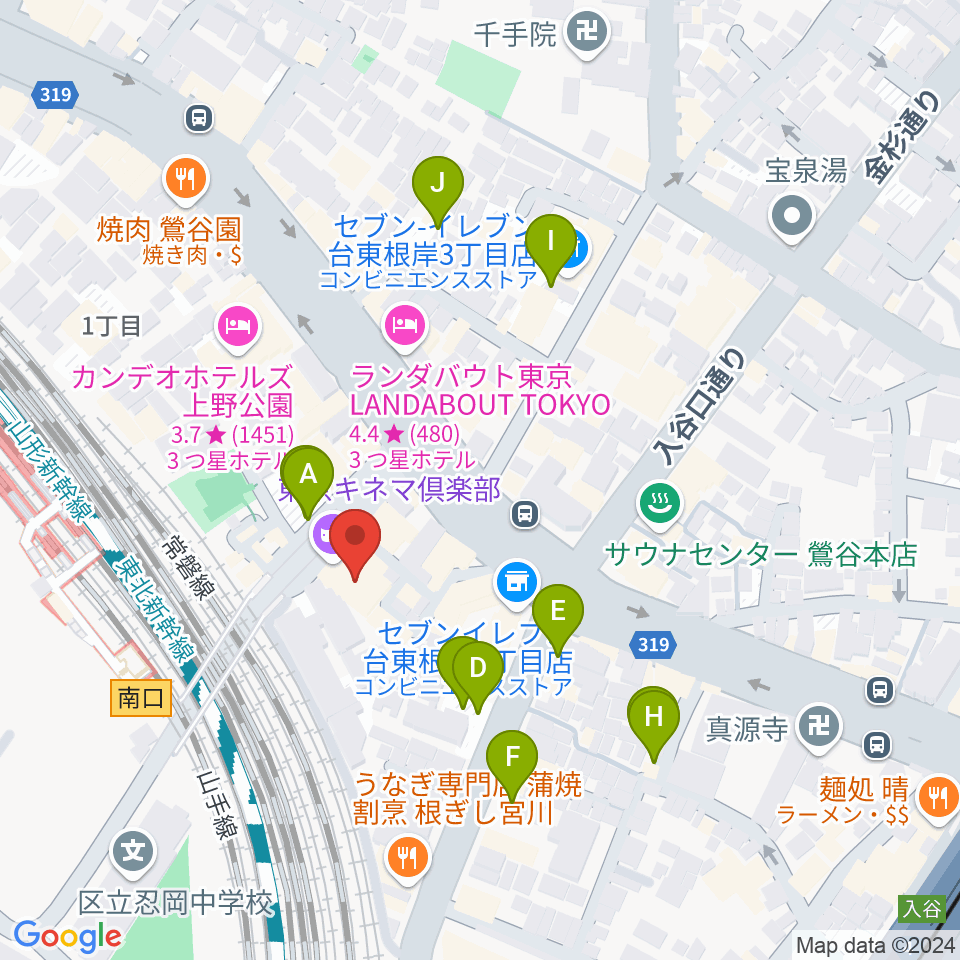 東京キネマ倶楽部周辺の駐車場・コインパーキング一覧地図