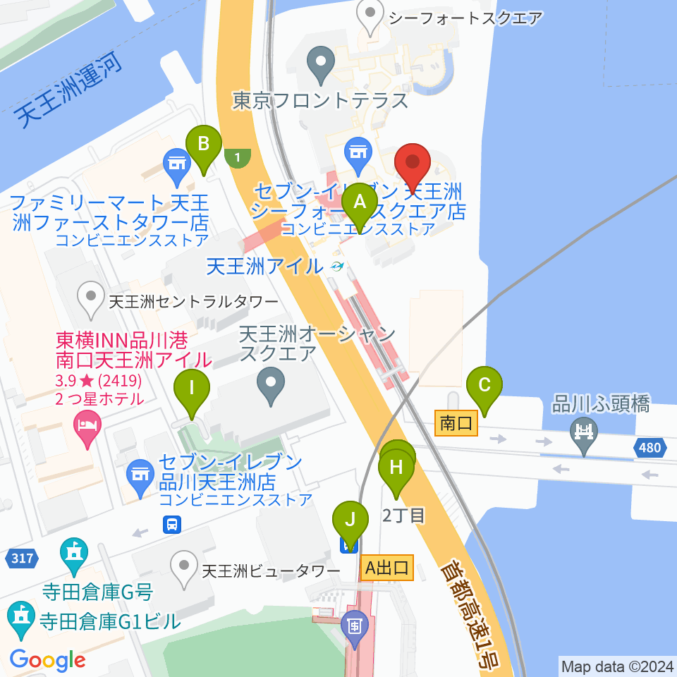 天王洲 銀河劇場周辺の駐車場・コインパーキング一覧地図