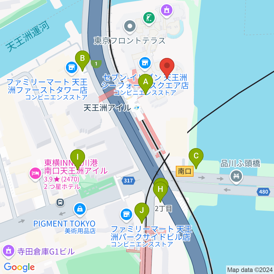 天王洲 銀河劇場周辺の駐車場・コインパーキング一覧地図