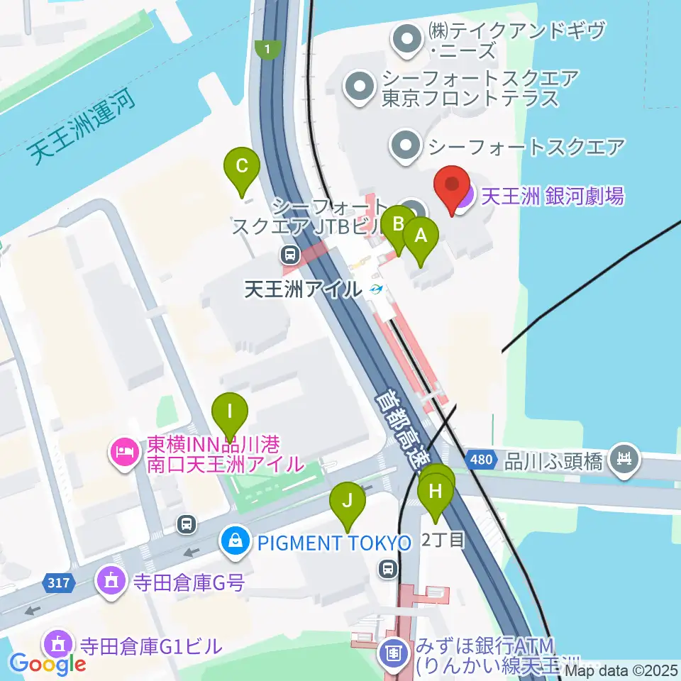 天王洲 銀河劇場周辺の駐車場・コインパーキング一覧地図