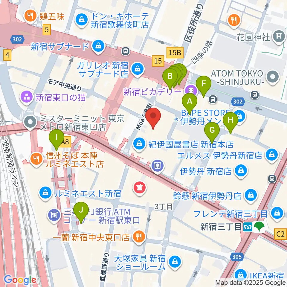 紀伊國屋ホール周辺の駐車場・コインパーキング一覧地図