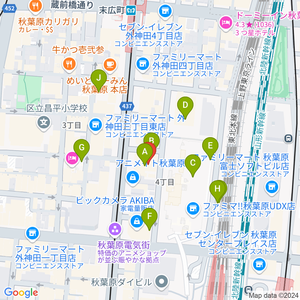 AKB48劇場周辺の駐車場・コインパーキング一覧地図