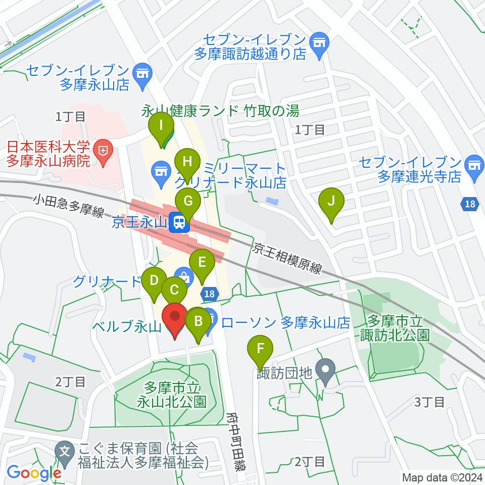 ベルブ永山周辺の駐車場・コインパーキング一覧地図