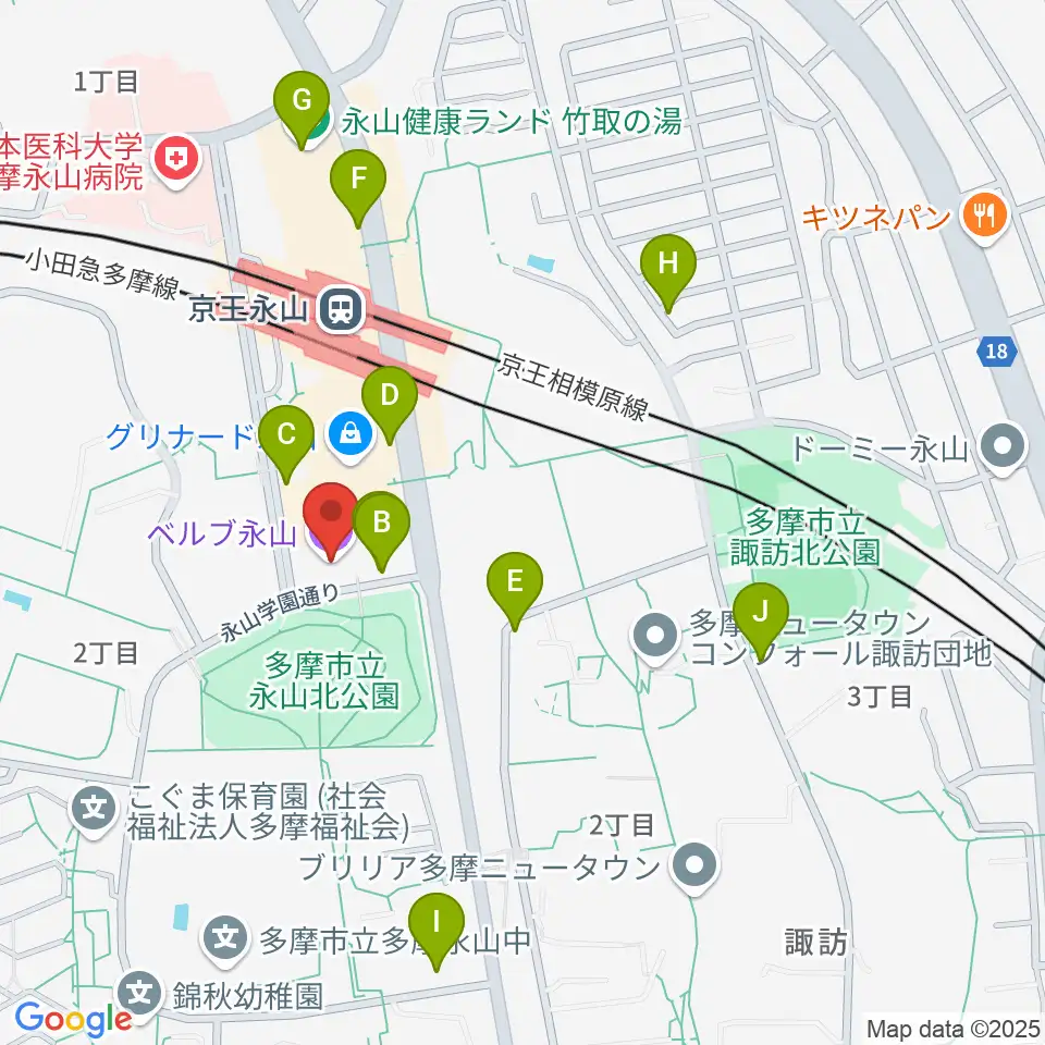 ベルブ永山周辺の駐車場・コインパーキング一覧地図