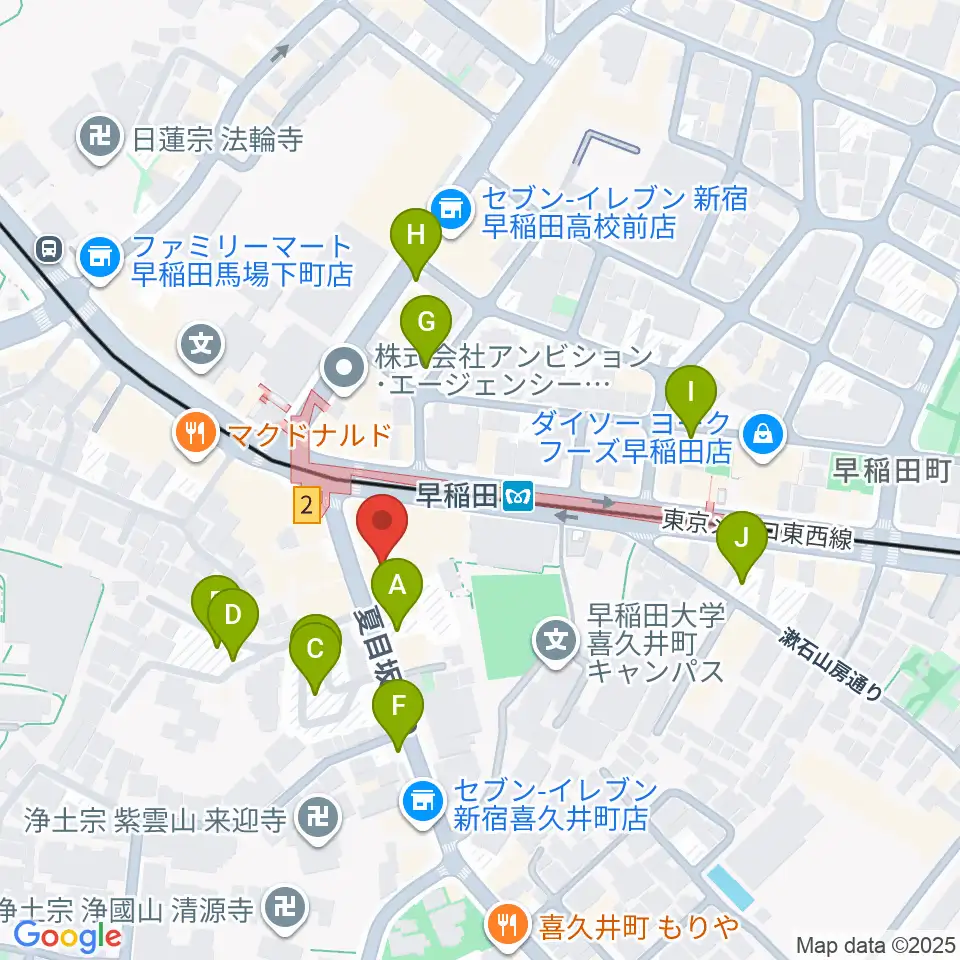早稲田ZONE-B周辺の駐車場・コインパーキング一覧地図