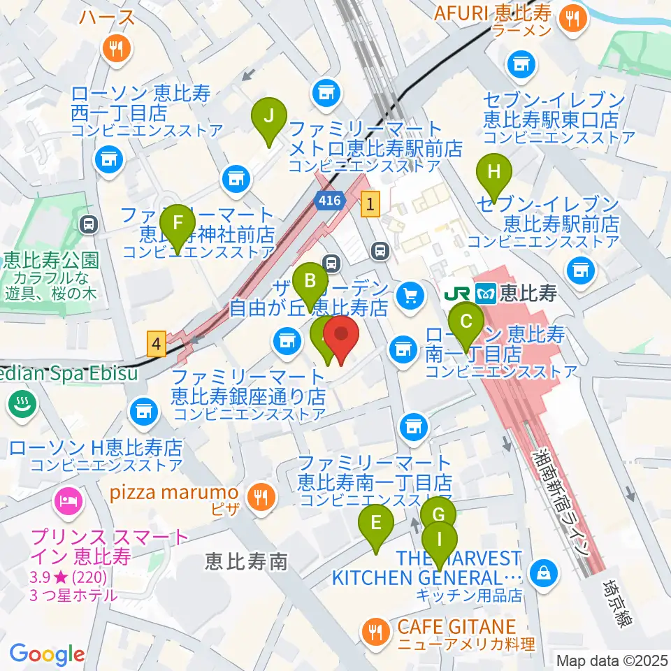 恵比寿JAN KEN PON周辺の駐車場・コインパーキング一覧地図