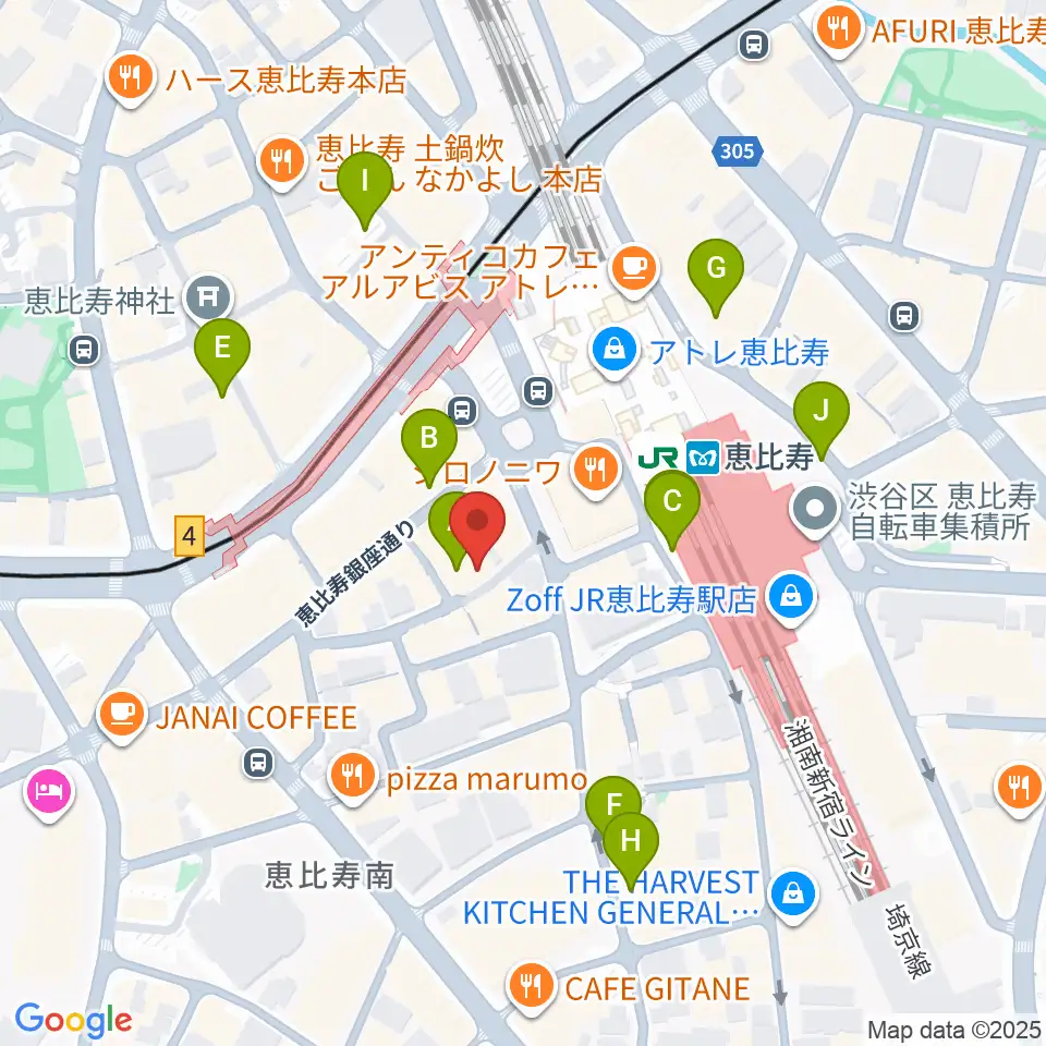 恵比寿JAN KEN PON周辺の駐車場・コインパーキング一覧地図