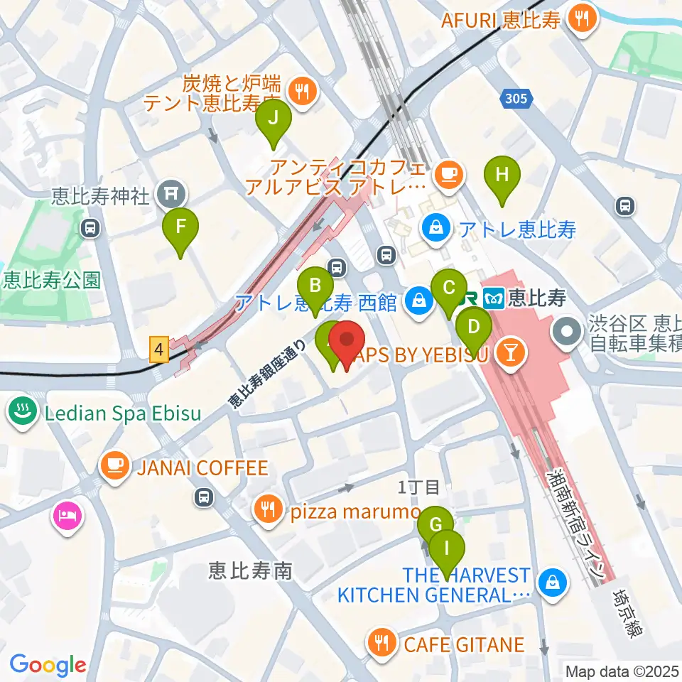 恵比寿JAN KEN PON周辺の駐車場・コインパーキング一覧地図