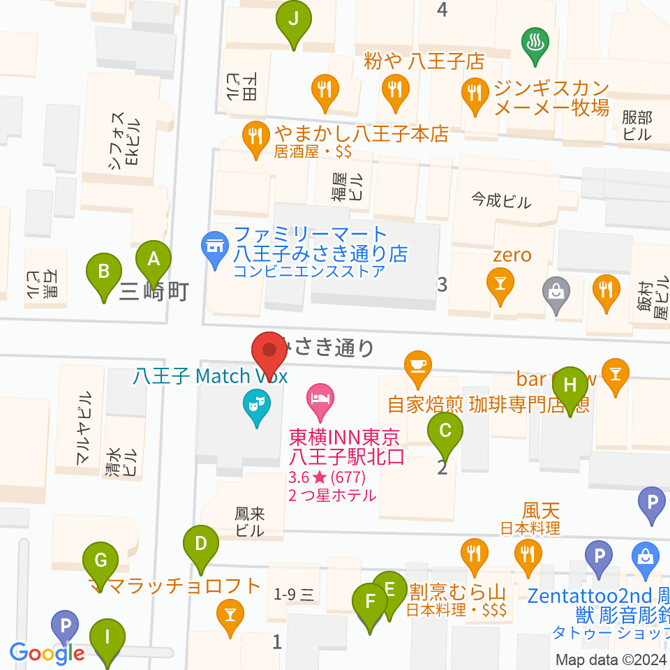 八王子papaBeat周辺の駐車場・コインパーキング一覧地図