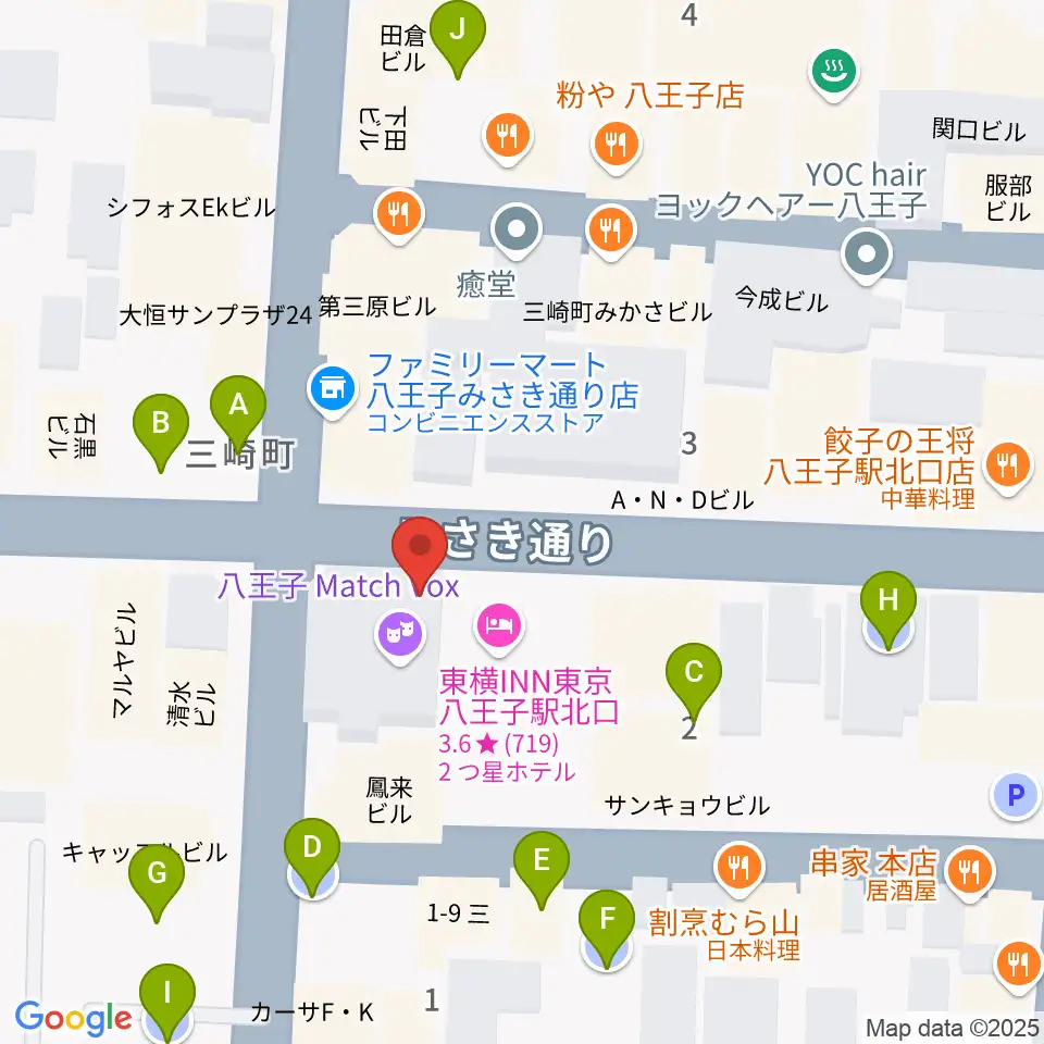 八王子papaBeat周辺の駐車場・コインパーキング一覧地図