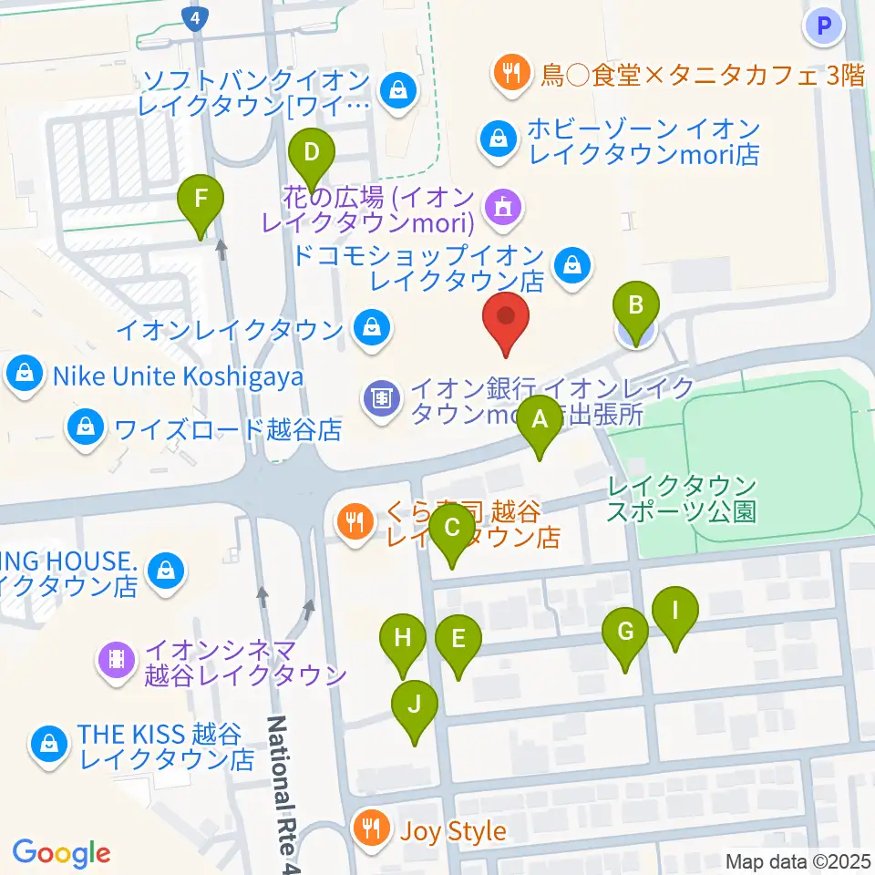 島村楽器 イオンレイクタウン店周辺の駐車場・コインパーキング一覧地図