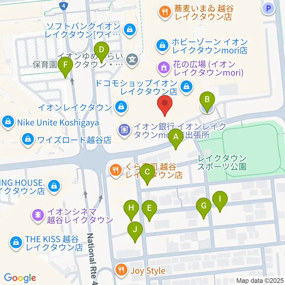 島村楽器 イオンレイクタウン店周辺の駐車場・コインパーキング一覧地図