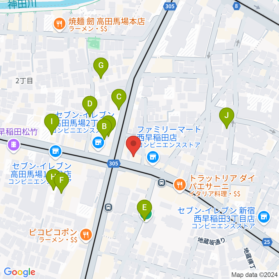 高田馬場JETROBOT周辺の駐車場・コインパーキング一覧地図