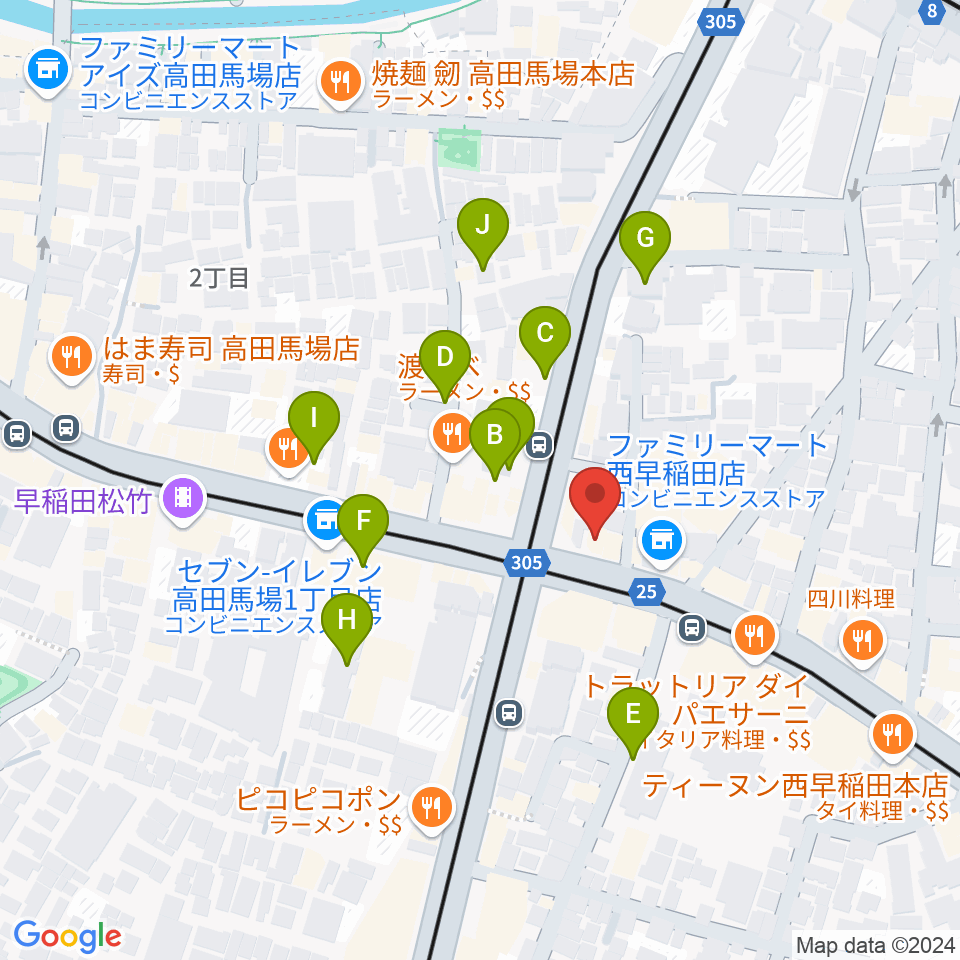 高田馬場JETROBOT周辺の駐車場・コインパーキング一覧地図