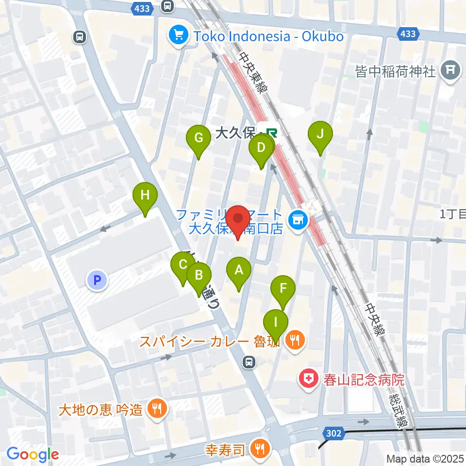大久保バンプシティー周辺の駐車場・コインパーキング一覧地図