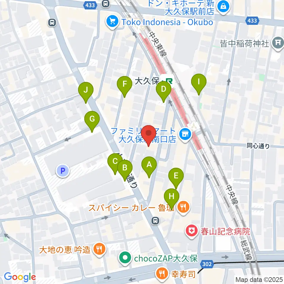 大久保バンプシティー周辺の駐車場・コインパーキング一覧地図