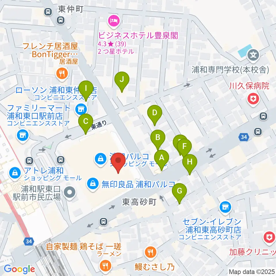 島村楽器 浦和パルコ店周辺の駐車場・コインパーキング一覧地図