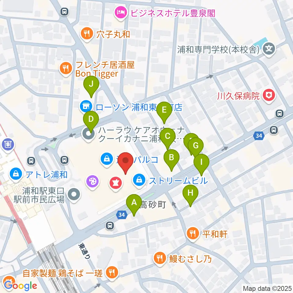 島村楽器 浦和パルコ店周辺の駐車場・コインパーキング一覧地図