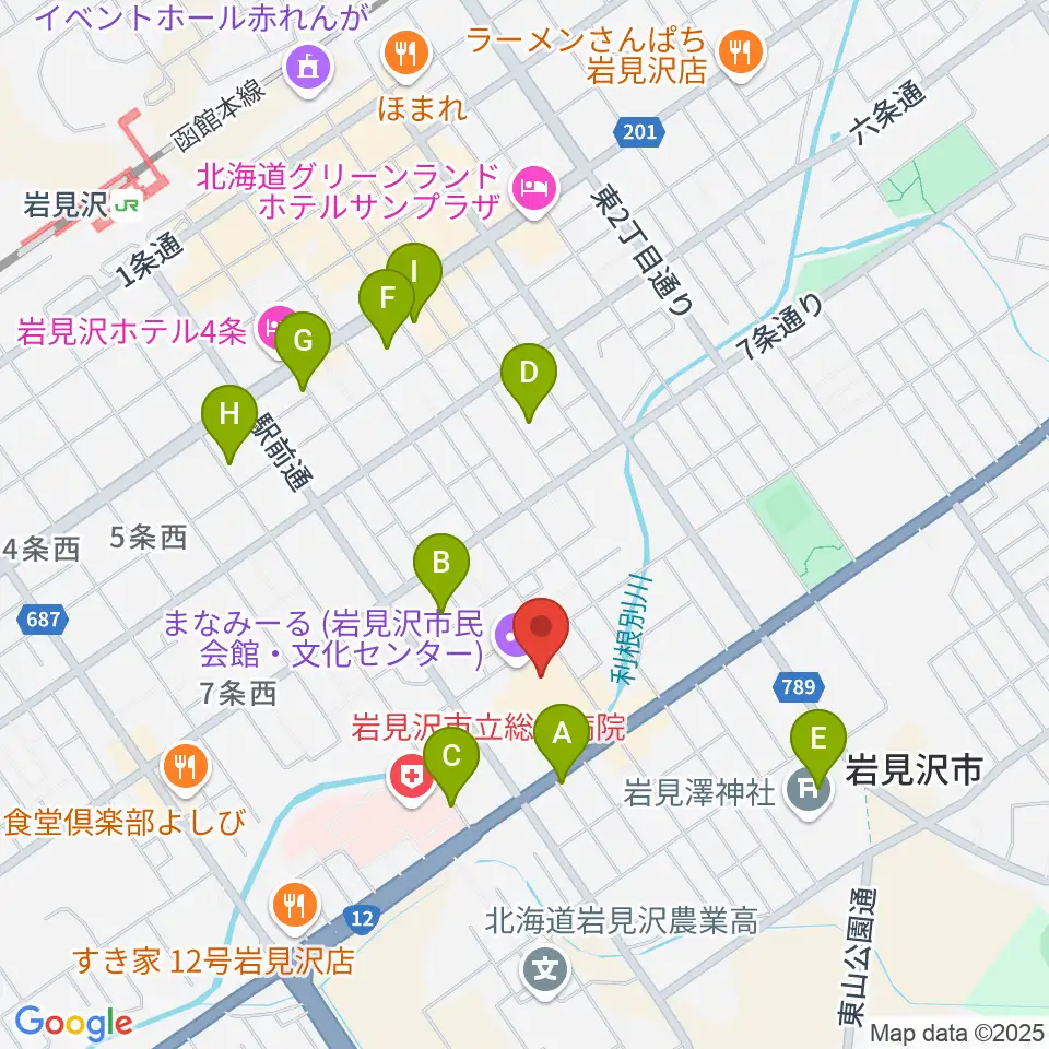 まなみーる 岩見沢市民会館・文化センター周辺の駐車場・コインパーキング一覧地図