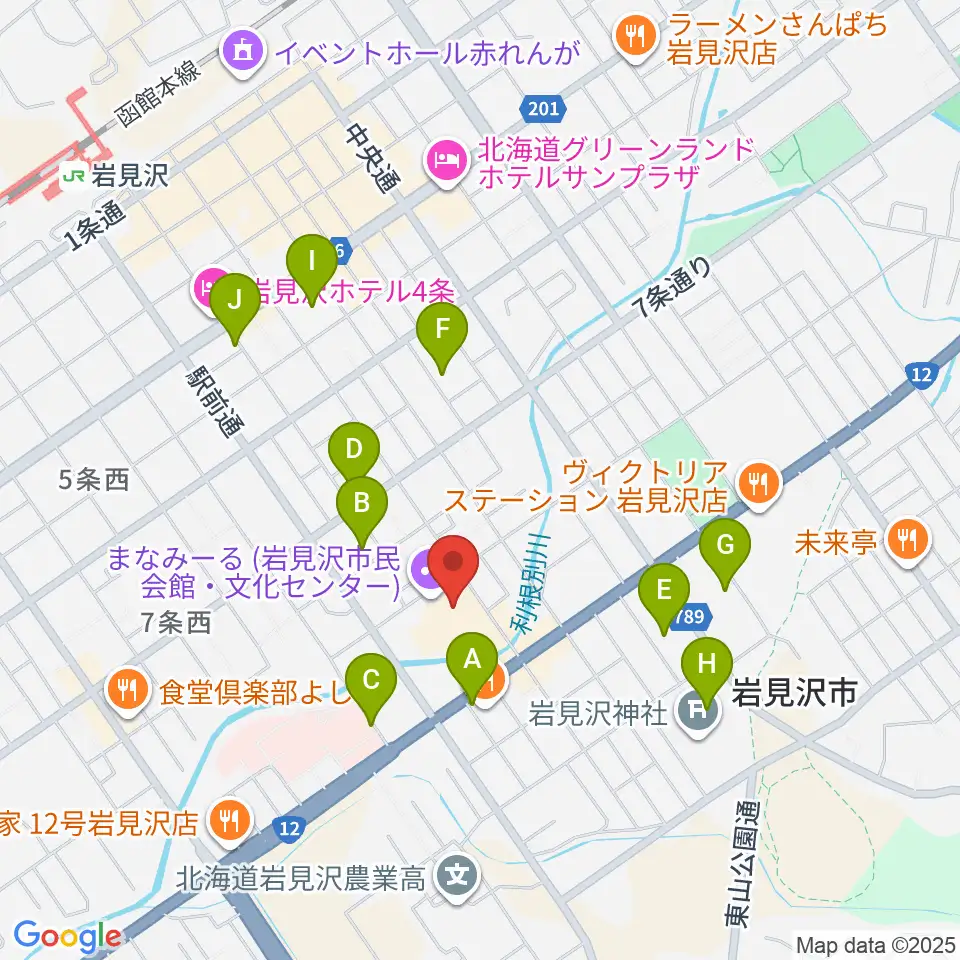 まなみーる 岩見沢市民会館・文化センター周辺の駐車場・コインパーキング一覧地図